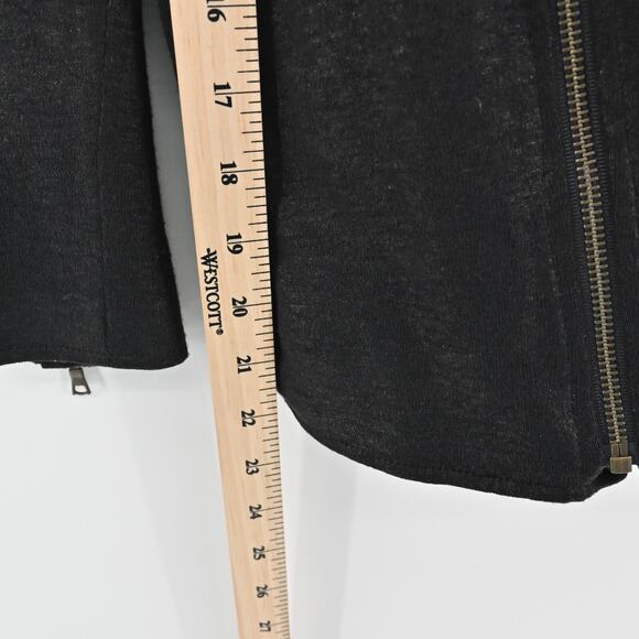MONROW Jacket Womens Size M Black Linen Moto Asymmetrical‎ Zip Front Rocker Chic - Picture 10 of 12